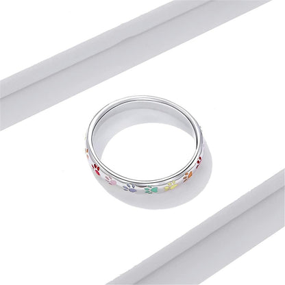 Sterling zilveren ring met pootafdruk.