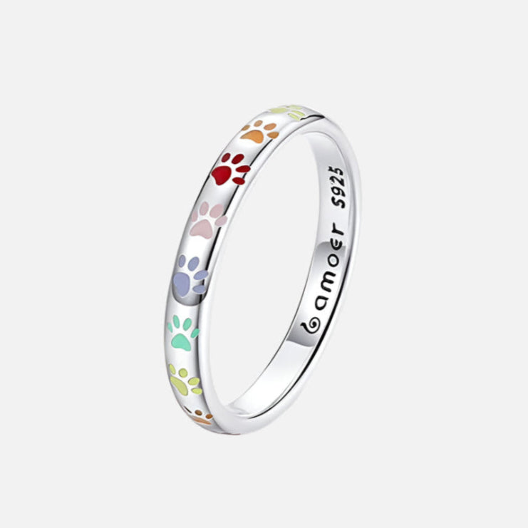 Sterling zilveren ring met pootafdruk.