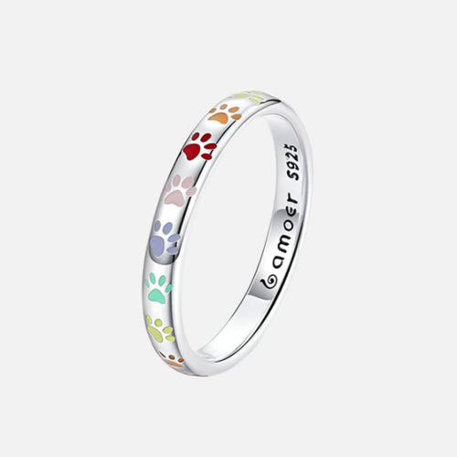 Sterling zilveren ring met pootafdruk.
