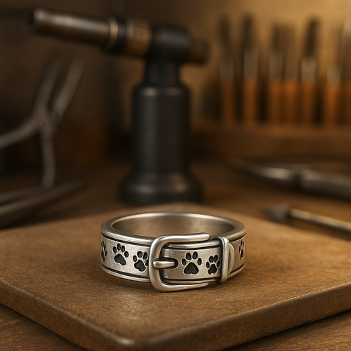 Een schattige en elegante halsbandring met hondenmotief.